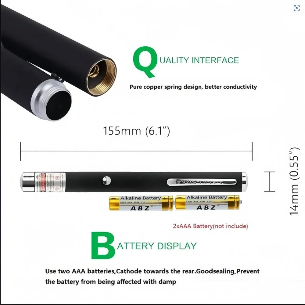 Mini Portable LED Green Redlight Laser Pointer without Batteries, LED Flashlight Laser Pen Cat Interactive Scratching Play Toy